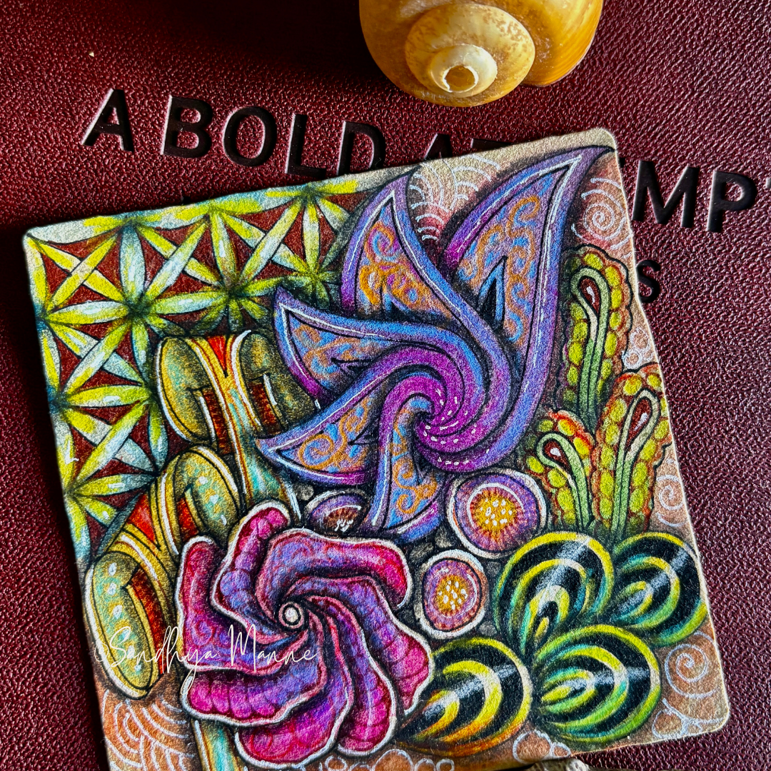 Holi on a Tan Tile