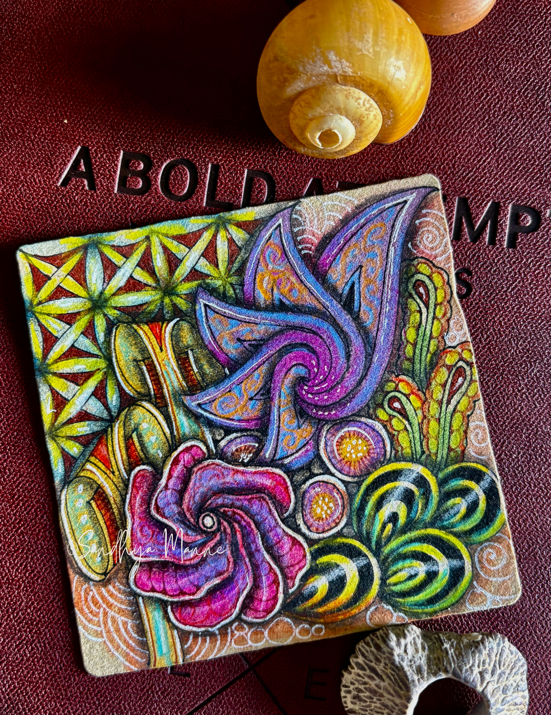 Holi on a Tan Tile