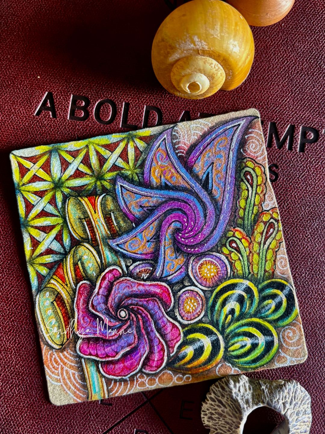 Holi on a Tan Tile